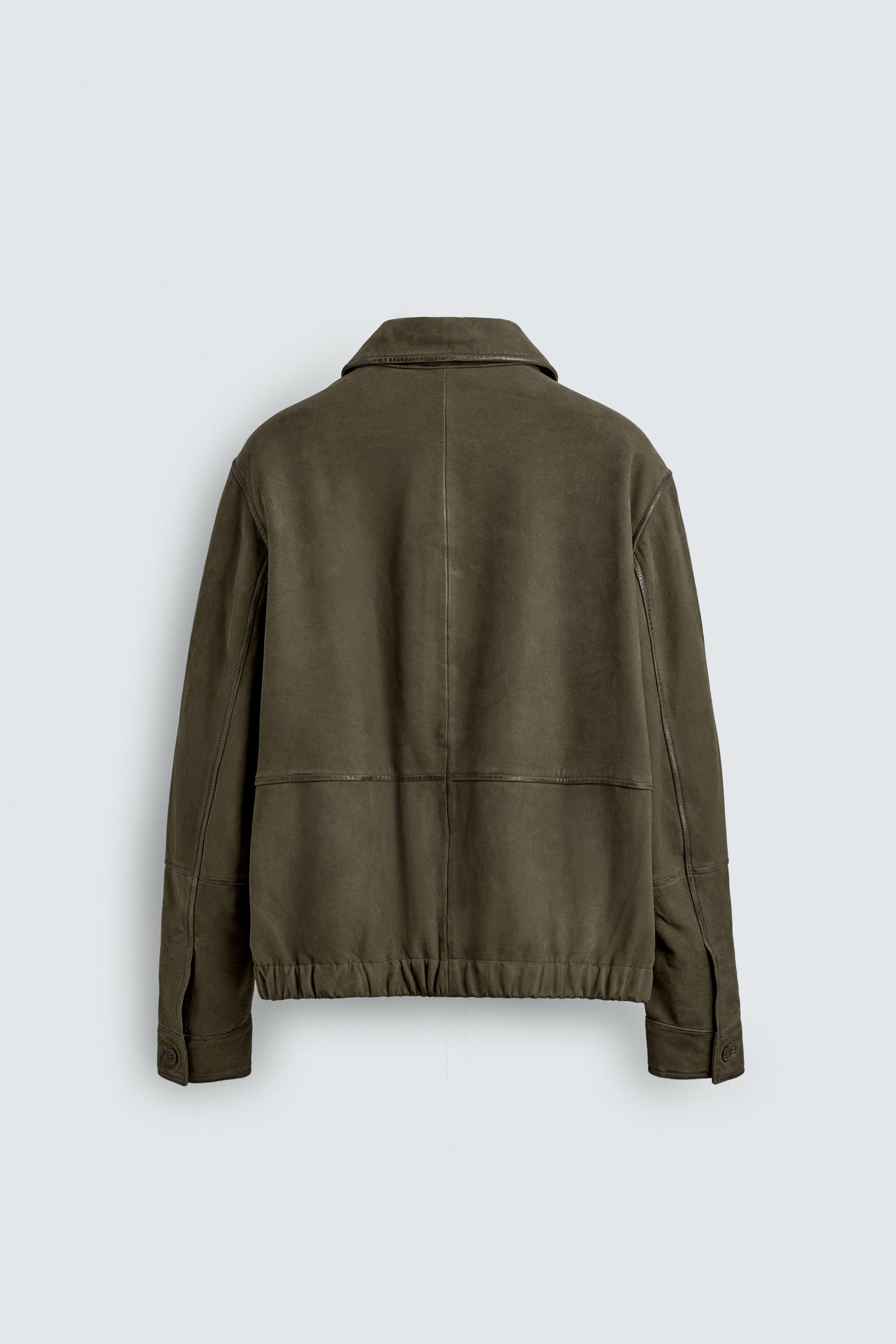BLOUSON EN CUIR EFFET DAIM